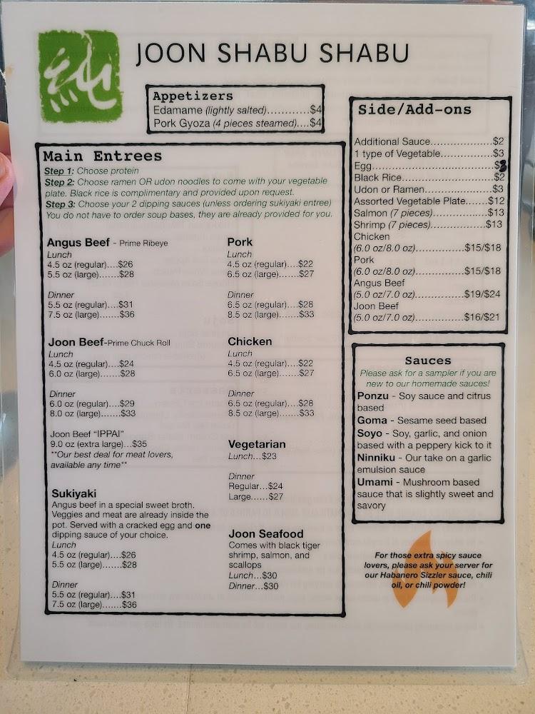 Joon Shabu Shabu Menu image 3
